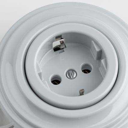 Reblig - Gniazdko domowe retro z ramką SCHUKO 230V/16A szare