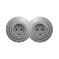 Reblig - Podwójne retro gniazdo domowe z ramką SCHUKO 230V szare