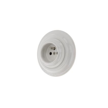 Reblig - Porcelanowe retro gniazdko domowe z ramką 250V/16A białe