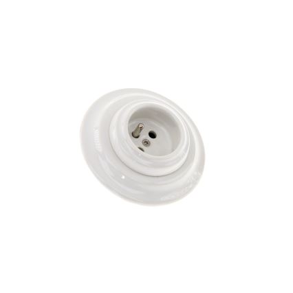 Reblig - Porcelanowe retro gniazdko domowe z ramką 250V/16A białe