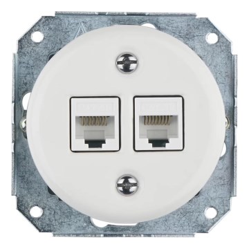 Reblig - porcelanowe retro gniazdo Ethernet bez ramki 2x CAT.5E białe