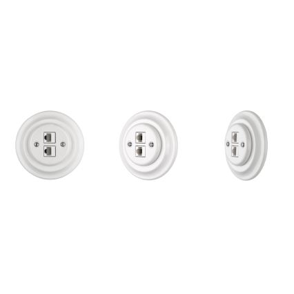 Reblig - porcelanowe retro gniazdo Ethernet bez ramki 2x CAT.5E białe