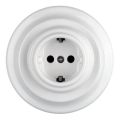 Reblig - Porcelanowe retro gniazdo ścienne z ramką Schuko 250V/16A białe