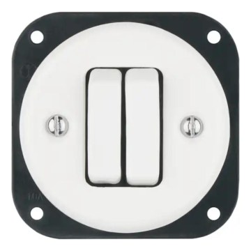 Reblig - Porcelanowy retro podwójny łącznik bez ramki nr 5 biały