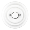 Reblig - Porcelanowy retro ściemniacz obrotowy z ramką 250V/10A biały