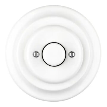 Reblig - Porcelanowy retro ściemniacz obrotowy z ramką 250V/10A biały