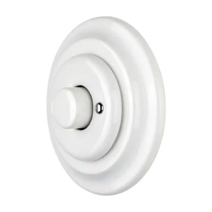 Reblig - Porcelanowy retro ściemniacz obrotowy z ramką 250V/10A biały