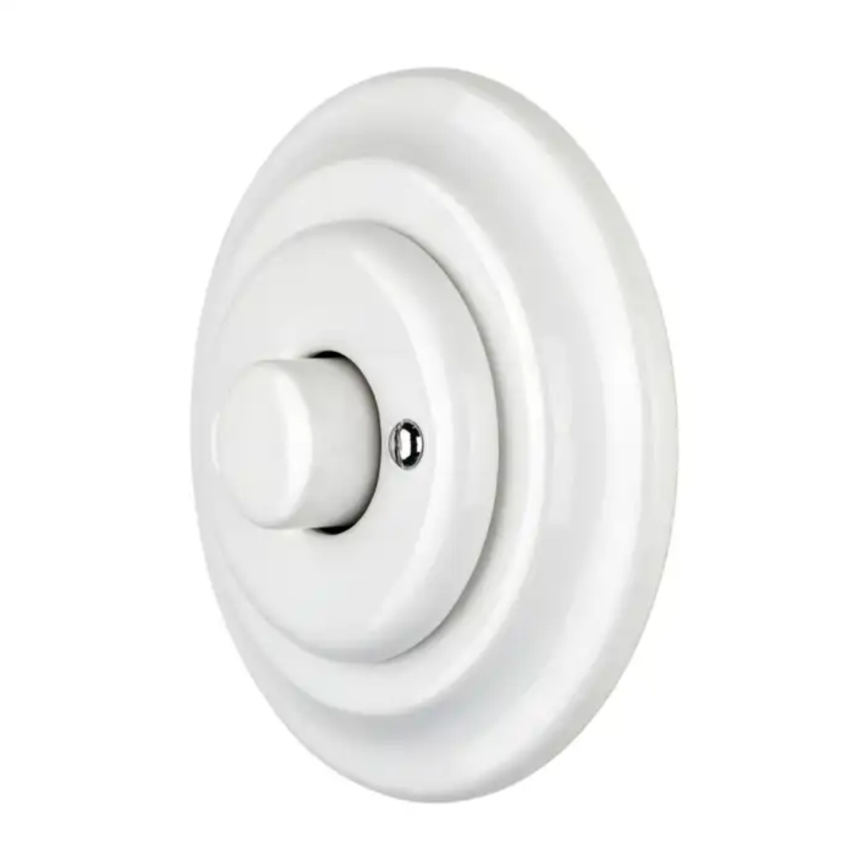 Reblig - Porcelanowy retro ściemniacz obrotowy z ramką 250V/10A biały