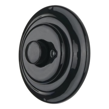 Reblig - Porcelanowy retro ściemniacz obrotowy z ramką 250V/10A czarny