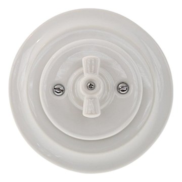 Reblig - Porcelanowy retro włącznik obrotowy z ramką č. 1 biały