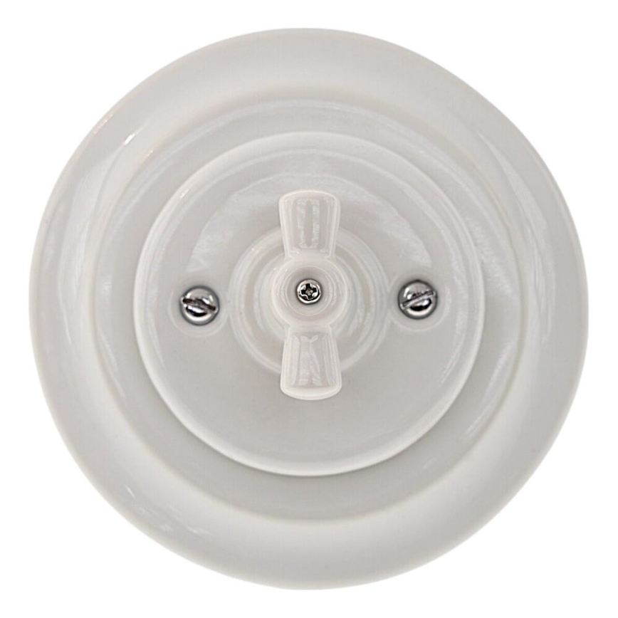 Reblig - Porcelanowy retro włącznik obrotowy z ramką č. 1 biały
