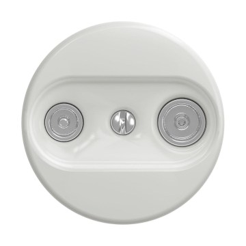 Reblig - Retro białe ceramiczne gniazdo abonenckie TV+R (przelotowe) bez ramki