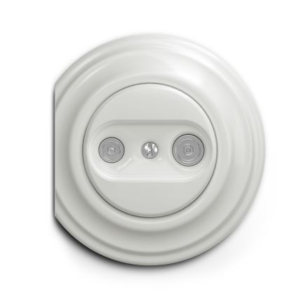Reblig - Retro białe ceramiczne gniazdo abonenckie TV+R (przelotowe) bez ramki