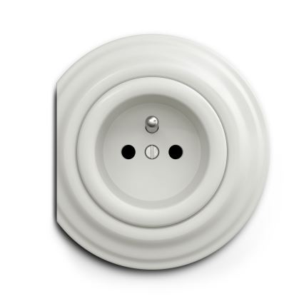 Reblig - Retro gniazdko bez ramki 230V ceramiczne białe
