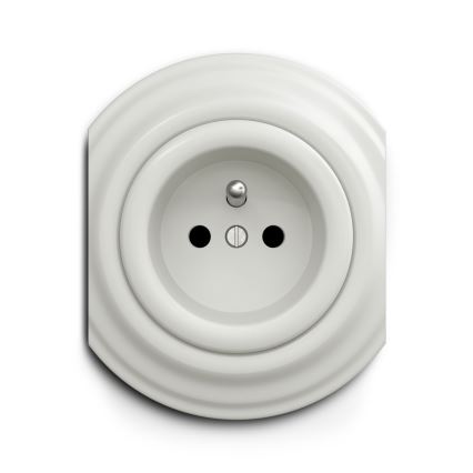 Reblig - Retro gniazdko bez ramki 230V ceramiczne białe