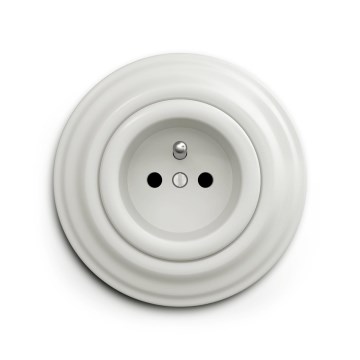 Reblig - Retro gniazdko domowe z ramką 230V, białe, ceramiczne