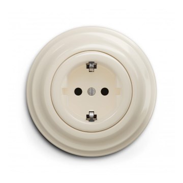 Reblig - Retro gniazdko domowe z ramką SCHUKO 230V/16A beżowe