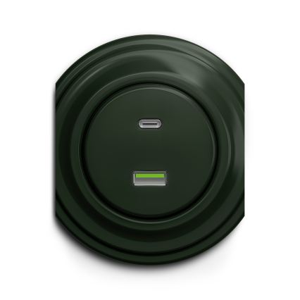 Reblig - Retro gniazdko USB A+C bez ramki, zielone
