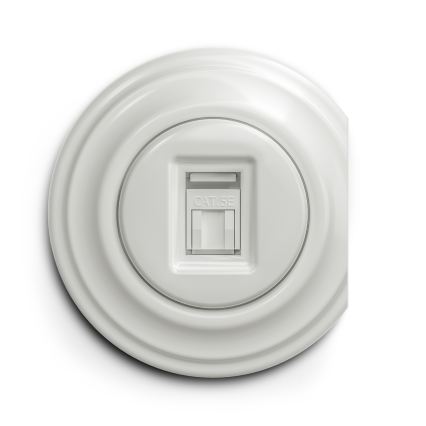 Reblig - Retro gniazdo danych bez ramki, białe ceramiczne