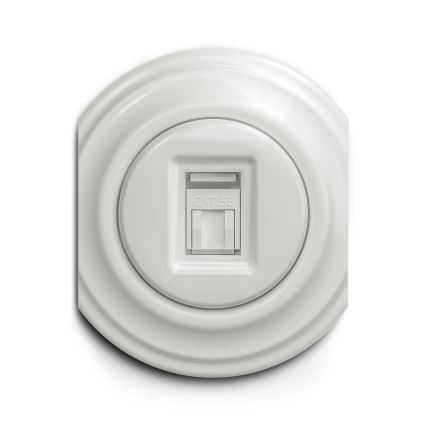 Reblig - Retro gniazdo danych bez ramki, białe ceramiczne