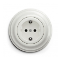 Reblig - Retro gniazdo domowe z ramką SCHUKO 230V/16A ceramiczne białe