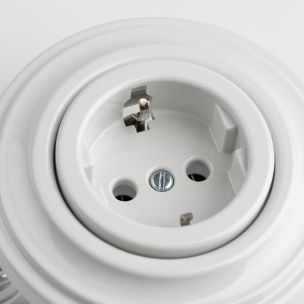 Reblig - Retro gniazdo domowe z ramką SCHUKO 230V/16A ceramiczne białe