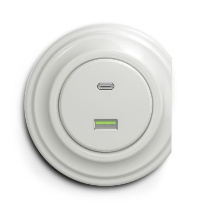 Reblig - Retro gniazdo USB A+C bez ramki, ceramiczne, białe