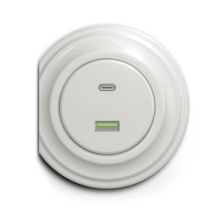 Reblig - Retro gniazdo USB A+C bez ramki, ceramiczne, białe