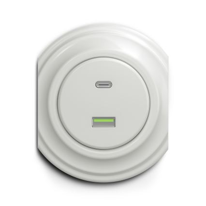 Reblig - Retro gniazdo USB A+C bez ramki, ceramiczne, białe