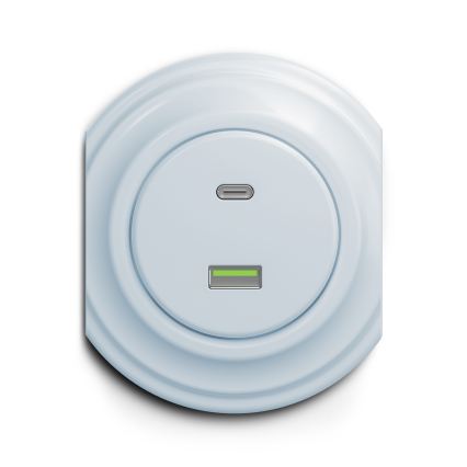 Reblig - Retro gniazdo USB A+C bez ramki, niebieskie