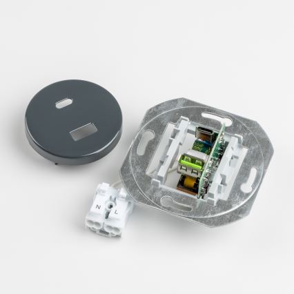 Reblig - Retro gniazdo USB A+C z ramką antracyt