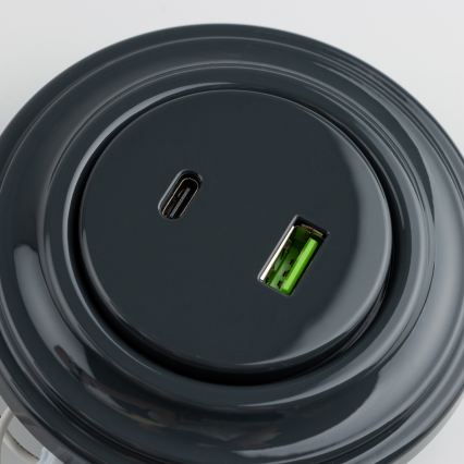 Reblig - Retro gniazdo USB A+C z ramką antracyt