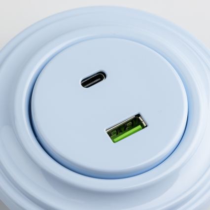 Reblig - Retro gniazdo USB A+C z ramką, niebieskie
