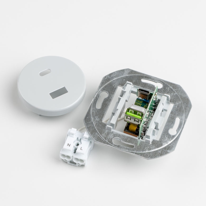 Reblig - Retro gniazdo USB A+C z szarą ramką