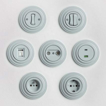 Reblig - Retro gniazdo USB A+C z szarą ramką
