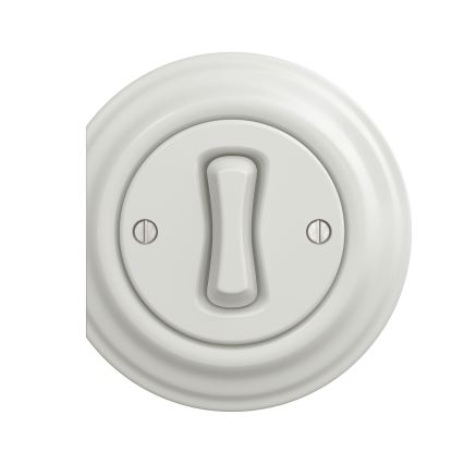 Reblig - Retro jednobiegunowy włącznik bez ramki nr 1, biały ceramiczny