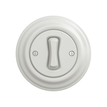 Reblig - Retro łącznik krzyżowy z ramką nr 7, ceramiczna biel