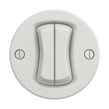 Reblig - Retro podwójny przycisk bez ramki, ceramiczny, biały