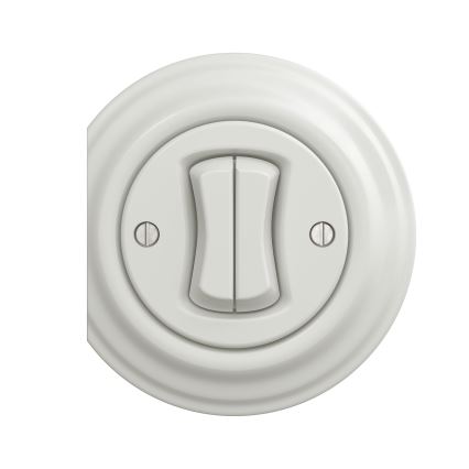 Reblig - Retro podwójny przycisk bez ramki, ceramiczny, biały