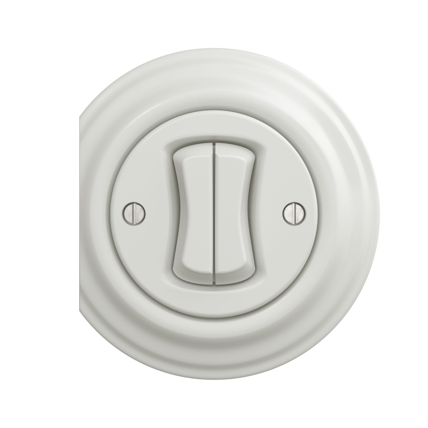 Reblig - Retro podwójny przycisk bez ramki, ceramiczny, biały