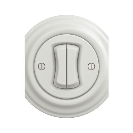 Reblig - Retro podwójny przycisk bez ramki, ceramiczny, biały