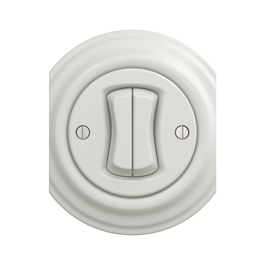 Reblig - Retro podwójny przycisk bez ramki, ceramiczny, biały