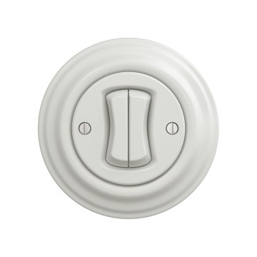 Reblig - Retro podwójny włącznik schodowy z ramką nr 6+6, ceramiczna biel