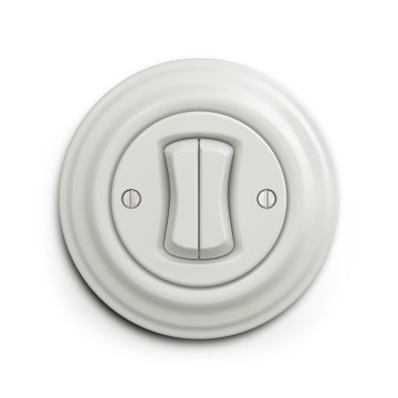 Reblig - Retro podwójny włącznik z ramką, ceramiczna biel
