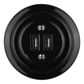 Reblig - Retro porcelanowe gniazdo zasilające USB z ramką 2xUSB-A czarne