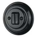 Reblig - Retro porcelanowy podwójny wyłącznik z ramką nr 6+6, czarny