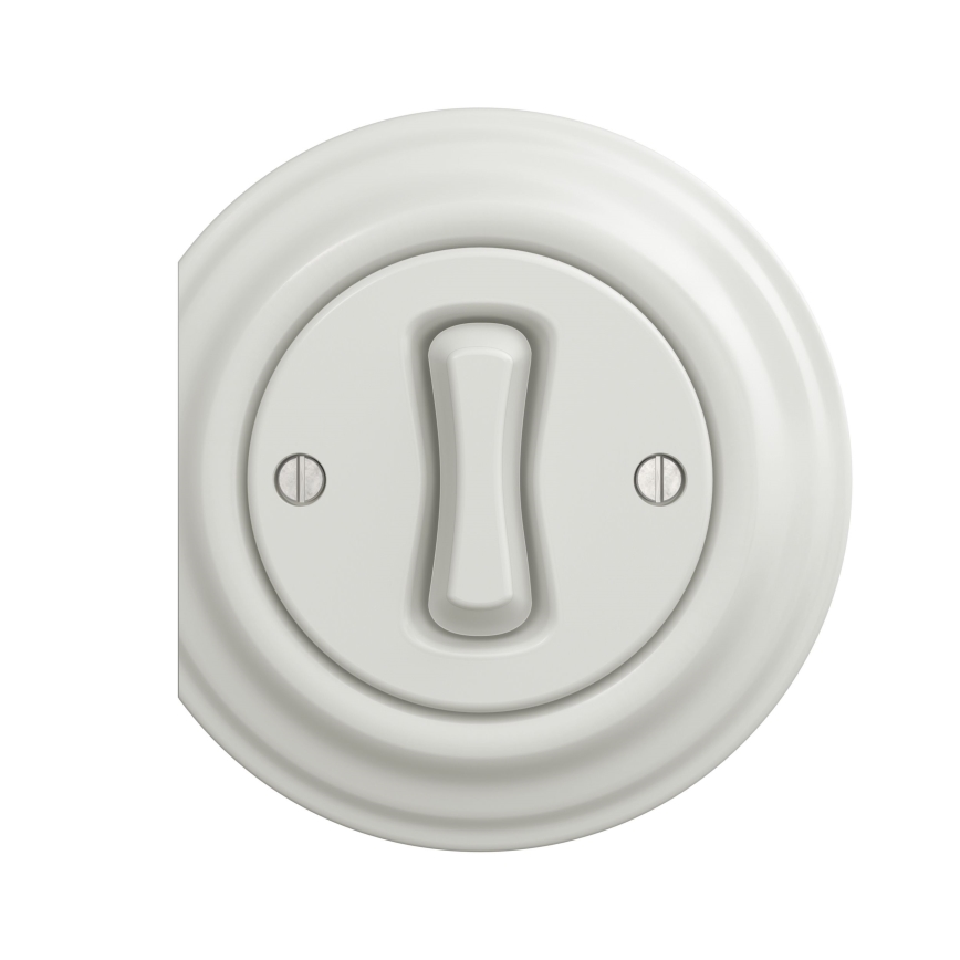 Reblig - Retro przycisk bez ramki, ceramiczny, biały