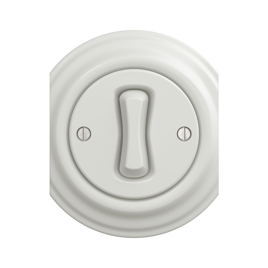Reblig - Retro przycisk bez ramki, ceramiczny, biały