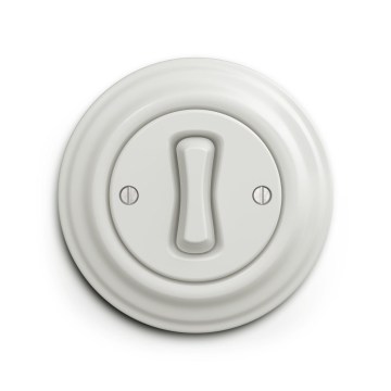 Reblig - Retro przycisk z ramką, ceramiczna biel