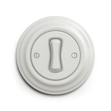 Reblig - Retro przycisk z ramką, ceramiczny, biały
